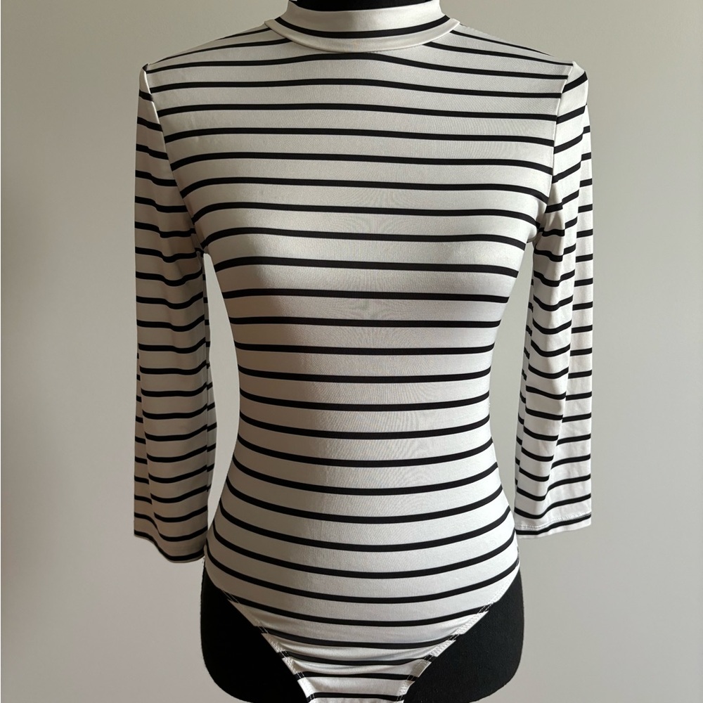 Striped Black and White Bodysuit